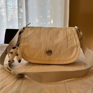 Kipling Light Gray/ Off-white Crossbody Bag with Charm